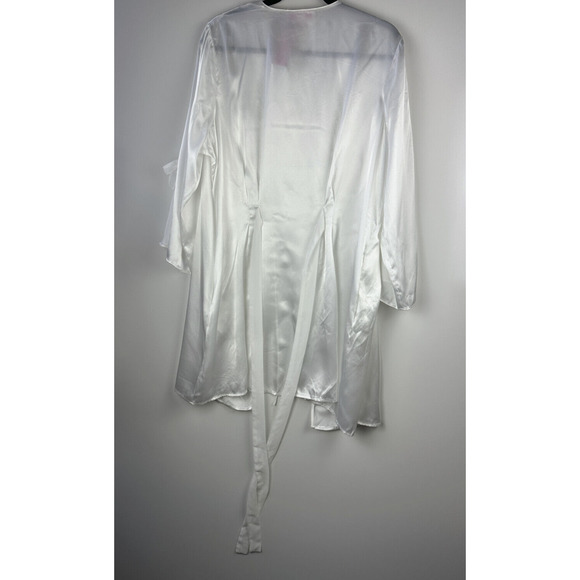 Oscar De La Renta Lace Trim Robe Satin Like Always A Bride White Plus Size 1X - Picture 3 of 12